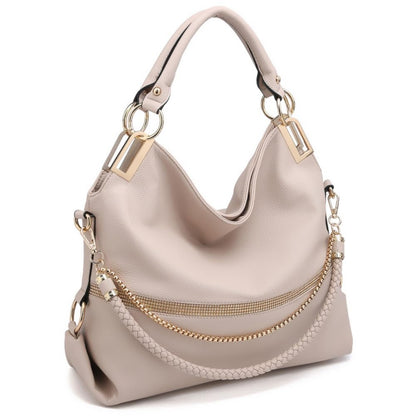 Dasein Luxe Vegan Hobo Bag with Rhinestones