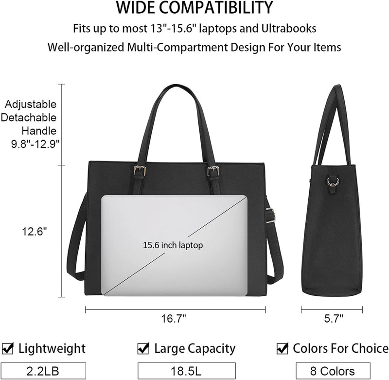 Laptop Bag for Women Waterproof Lightweight Leather 15.6 Inch Computer Tote Bag Business Office Briefcase Large Capacity Handbag Shoulder Bag Professional Office Work Bag Black - Premium Tote Bag from Visit the NUBILY Store - Just $54.99! Shop now at Handbags Specialist Headquarter