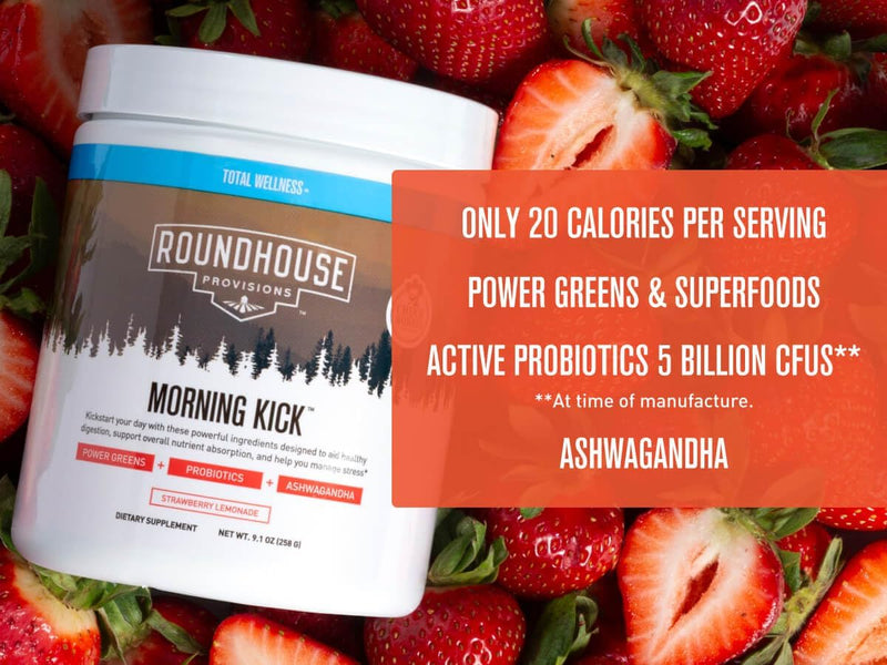 Morning Kick, Power Greens, Probiotics, Ashwagandha. Strawberry Lemonade. Energy, Digestion & Overall Wellness, 30 Servings - Premium Health from Visit the ROUNDHOUSE PROVISION Store - Just $52.99! Shop now at Handbags Specialist Headquarter