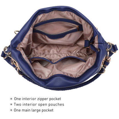 Dasein Luxe Vegan Hobo Bag with Rhinestones