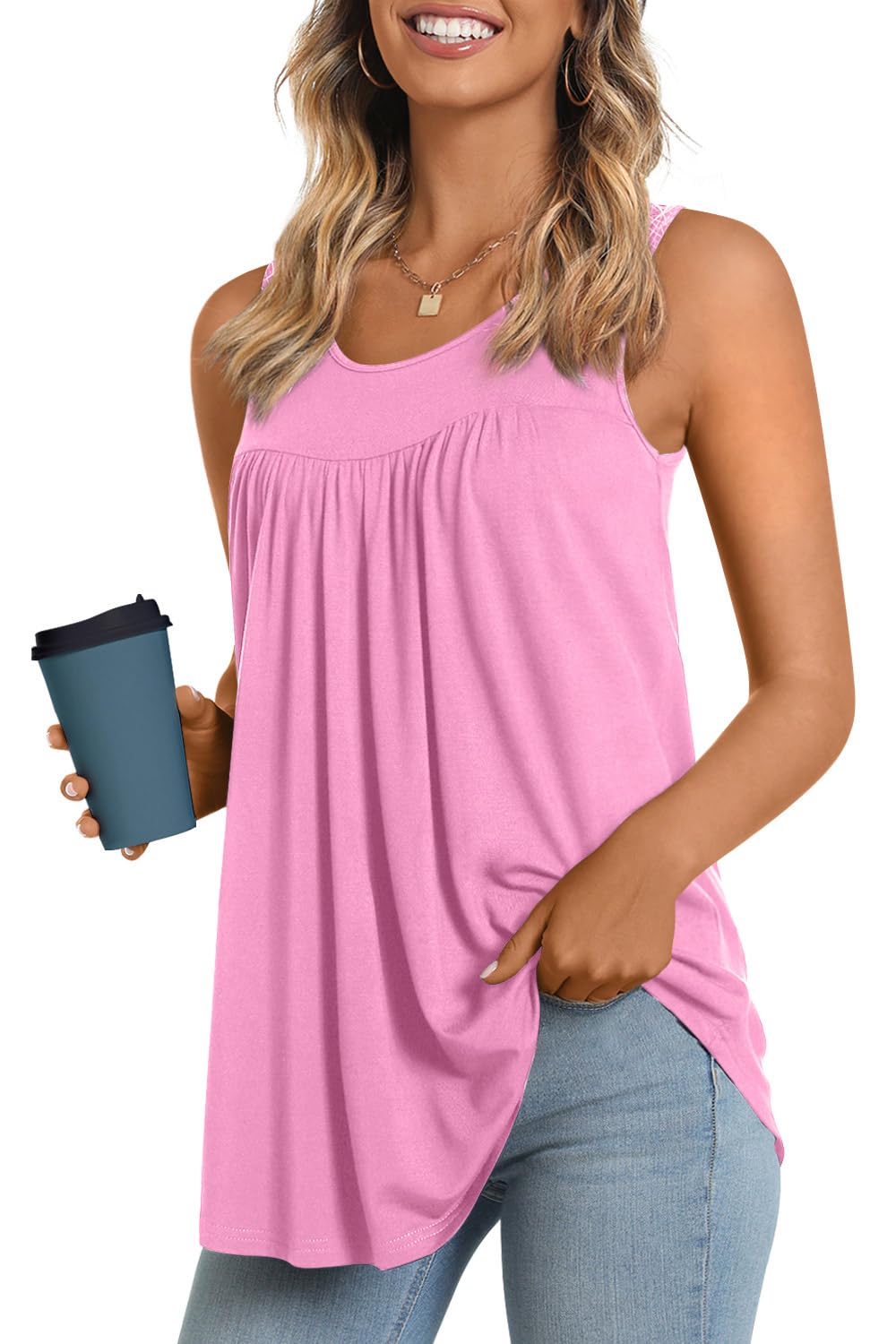 Longyuan Summer Sleeveless Tunics for Women