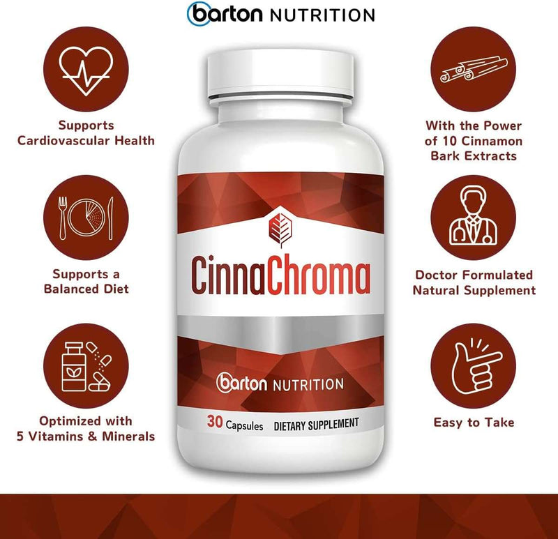 Barton Nutrition CinnaChroma Cinnamon Capsules - Extract Supplement with Chromium Picolinate and Vanadium 30 VIT D3 K2 to Support Metabolism Cardiovascular Health - Premium Health Care from Visit the Barton Nutrition Store - Just $69.99! Shop now at Handbags Specialist Headquarter
