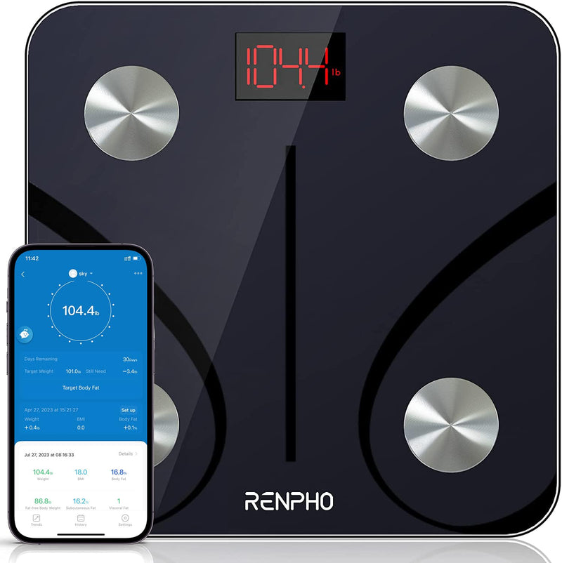 Smart Scale for Body Weight, Digital Bathroom Scale BMI Weighing Bluetooth Body Fat Scale, Body Composition Monitor Health Analyzer with Smartphone App, 400 lbs - Black Elis 1 - Premium Health Care from Visit the RENPHO Store - Just $32.99! Shop now at Handbags Specialist Headquarter