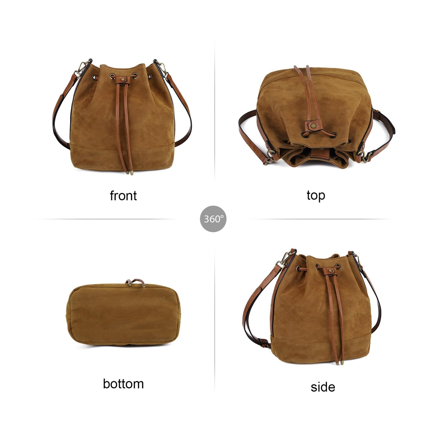 AFKOMST Chic Leather Bucket & Crossbody Bag Set
