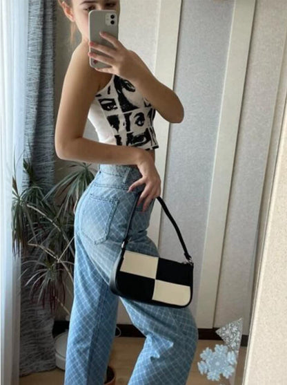 Retro Vegan Leather Shoulder Bag
