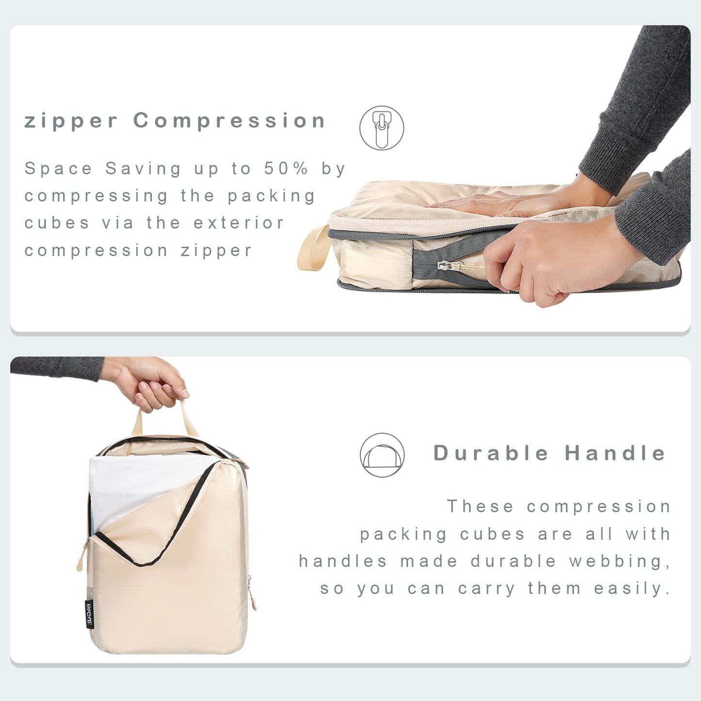 BAGAIL Travel Compression Cubes Set for Packing Ease