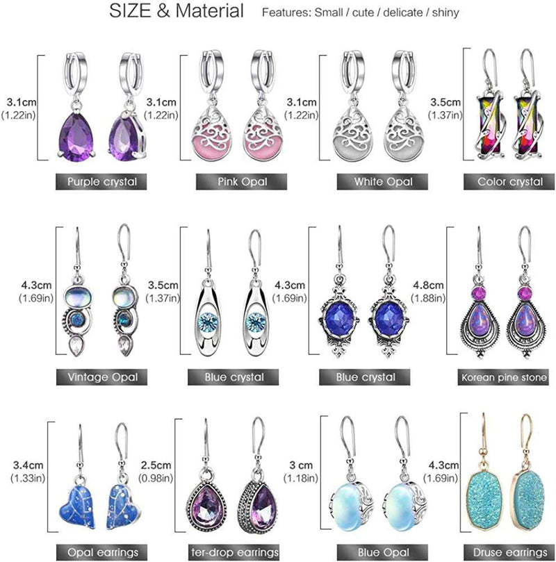 12 Pairs Crystal Drop Dangle Earrings - Stunning Jewelry Collection - Premium earring from Visit the Hefanny Store - Just $27! Shop now at Handbags Specialist Headquarter