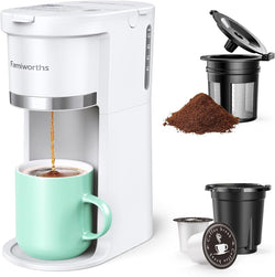 Famiworths Mini Coffee Maker Single Serve, Instant One Cup for K Cup & Ground Coffee, 6 to 12 Oz Brew Sizes, Capsule Coffee Machine with Water Window and Descaling Reminder, Black - Premium Coffee Maker from Visit the Famiworths Store - Just $71.99! Shop now at Handbags Specialist Headquarter
