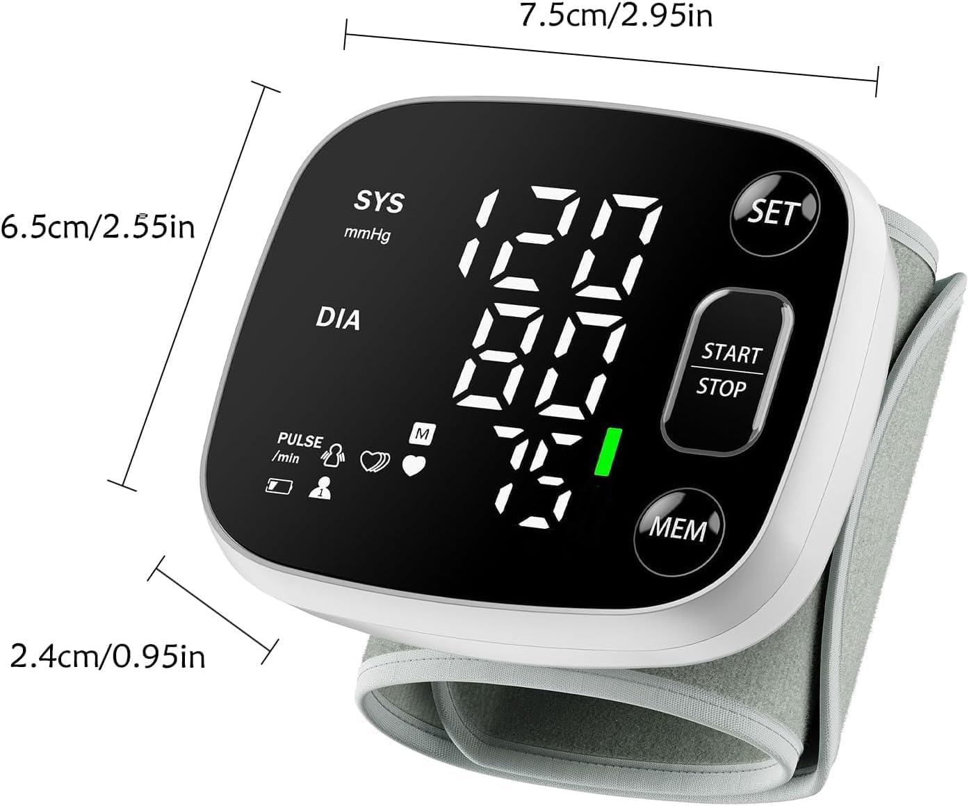 OklarHome Wrist BP Monitor: Rechargeable, Voice, LED