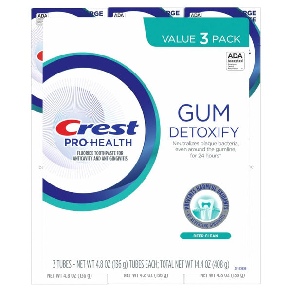 Crest Pro-Health Gum Detoxify Deep Clean Toothpaste 4.8 oz Pack of 3 - Anticavity, Antibacterial Flouride Toothpaste, Clinically Proven, Gum and Enamel Protection, Plaque Control - Premium Health Care from Brand: Crest - Just $31.99! Shop now at Handbags Specialist Headquarter