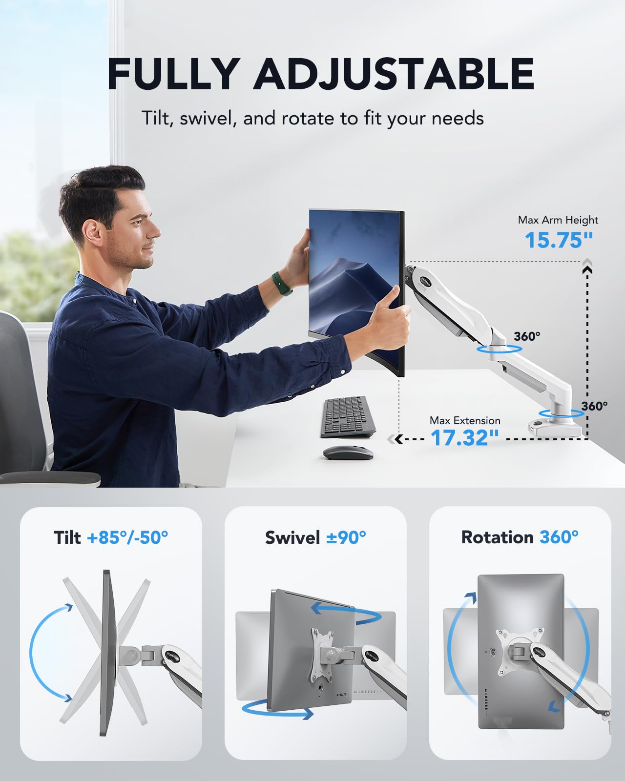 HUANUO Gas Monitor Arm - Adjustable VESA Stand