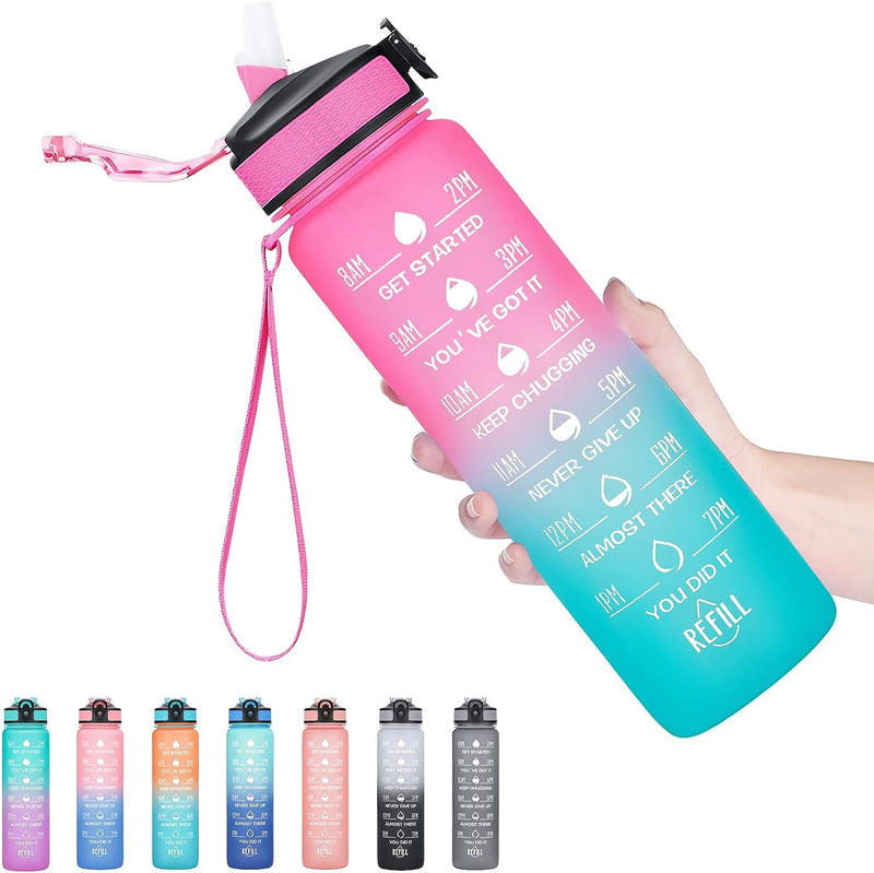 Hyeta 32 oz Water Bottles with Times to Drink and Straw, Motivational Water Bottle with Time Marker, Leakproof & BPA Free, Drinking Sports Water Bottle for Fitness, Gym & Outdoor - Premium Water Bottles from Visit the Hyeta Store - Just $16.99! Shop now at Handbags Specialist Headquarter