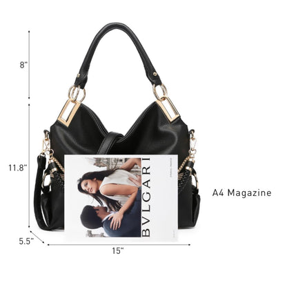 Dasein Luxe Vegan Hobo Bag with Rhinestones