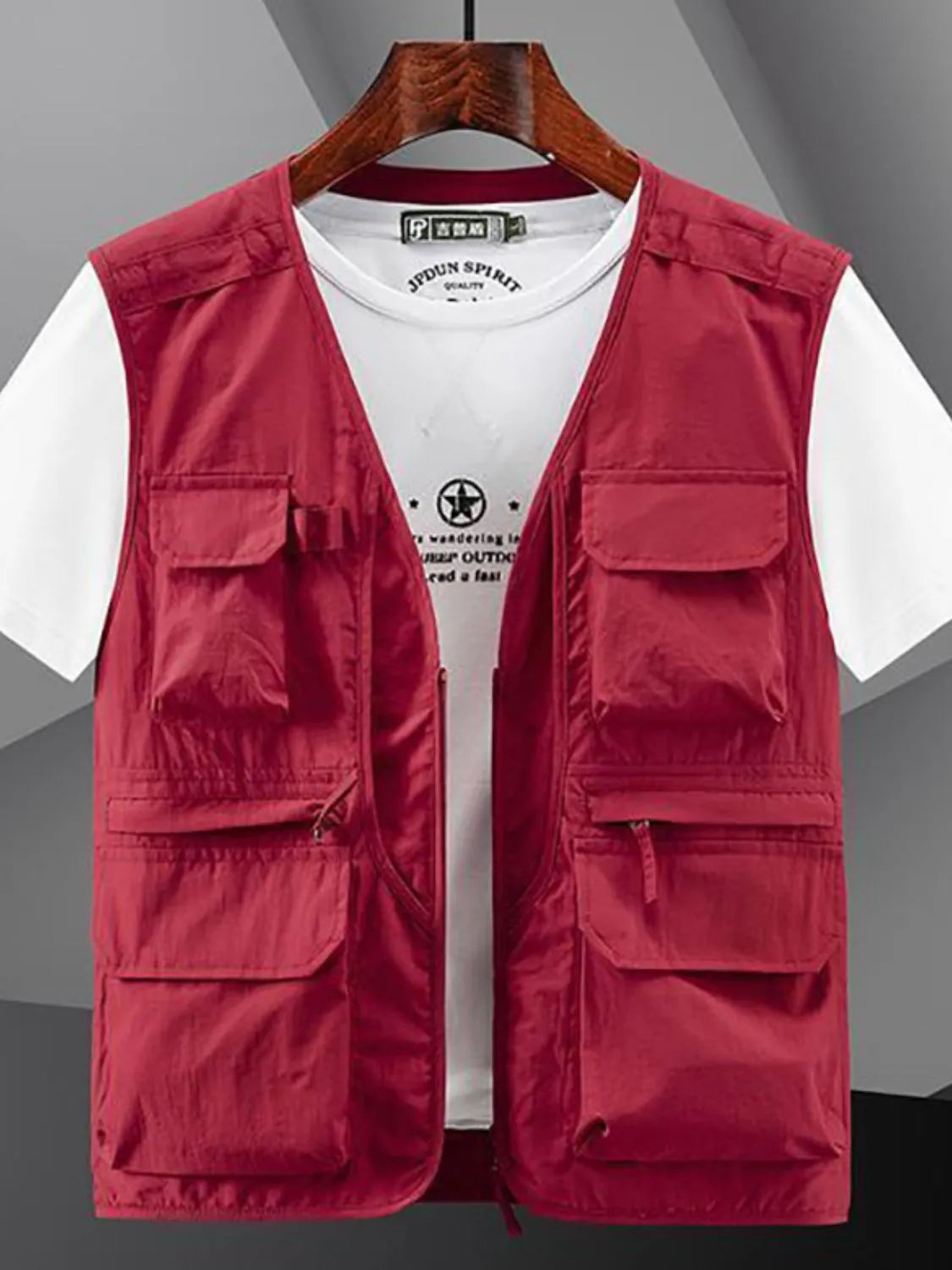 Men's Plus Size Zip Up V-Neck Vest - Premium  from Trendsi - Just $45.28! Shop now at Handbags Specialist Headquarter