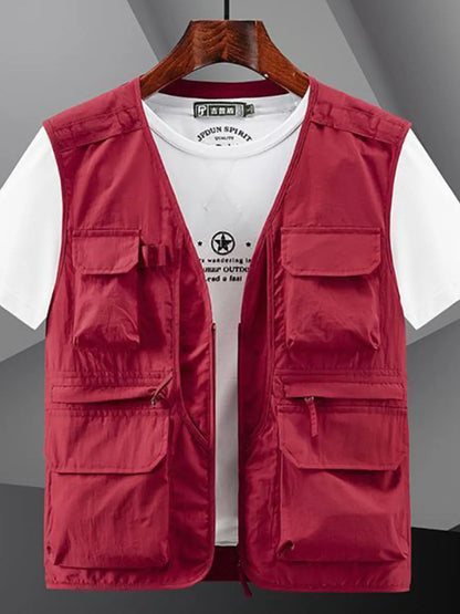Men's Plus Size Zip Up V-Neck Vest - Premium  from Trendsi - Just $45.28! Shop now at Handbags Specialist Headquarter