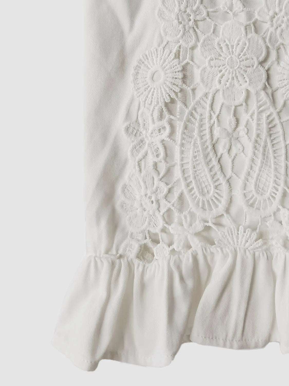 V-Neck Lace Flounce Sleeve Top - Premium Women / Tops from Trendsi - Just $33.50! Shop now at Handbags Specialist Headquarter