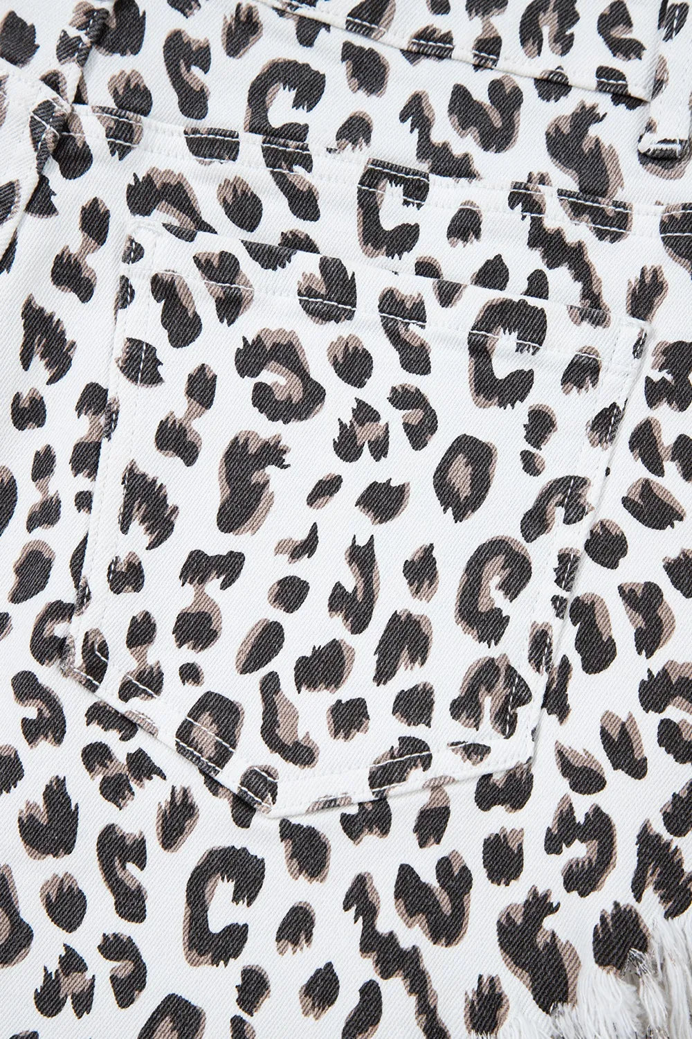 Leopard Frayed Hem Denim Shorts - Premium Women / Jeans & Denim from Trendsi - Just $33! Shop now at Handbags Specialist Headquarter