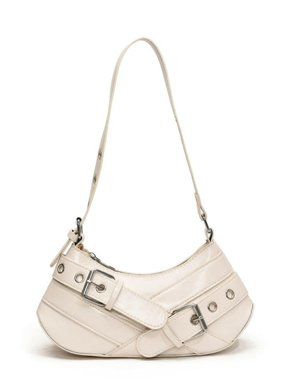 PU Leather Buckle Shoulder Bag.