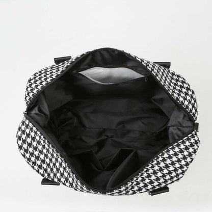 Houndstooth Canvas Travel Bag - Premium Luggage Travel Bags from Trendsi - Just $32.99! Shop now at Handbags Specialist Headquarter