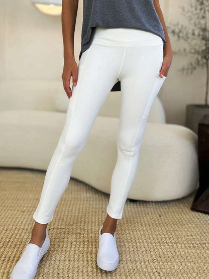 Wide Waistband Sports Leggings - Premium Leggings from Trendsi - Just $24! Shop now at Handbags Specialist Headquarter
