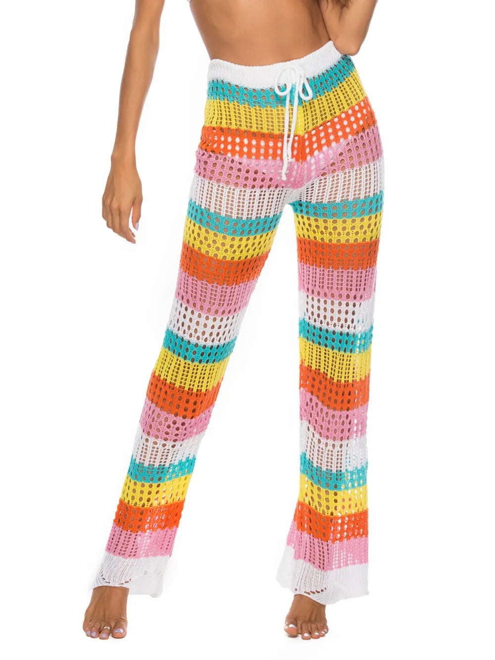 Cutout Contrast High Waist Swim Pants - Premium Bottoms from Trendsi - Just $25! Shop now at Handbags Specialist Headquarter