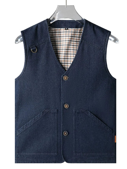 Men's Plus Size Button Up Vest - Premium  from Trendsi - Just $43.74! Shop now at Handbags Specialist Headquarter