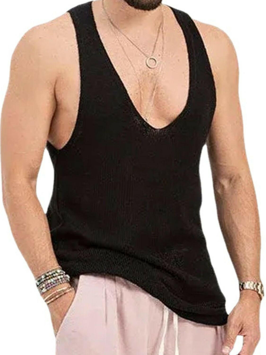 Men's Scoop Neck Knit Tank.