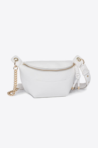 PU Leather Chain Strap Crossbody Bag - Premium Crossbody Bag from Trendsi - Just $35.99! Shop now at Handbags Specialist Headquarter