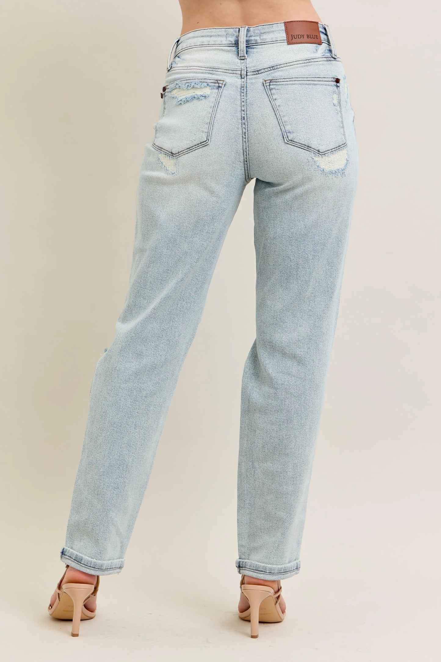 Judy Blue Full Size Mr Repair Stitch Detail Destroy Single Cuff Bf Jeans Plus Size - Premium Women / Jeans & Denim from Trendsi - Just $70.99! Shop now at Handbags Specialist Headquarter