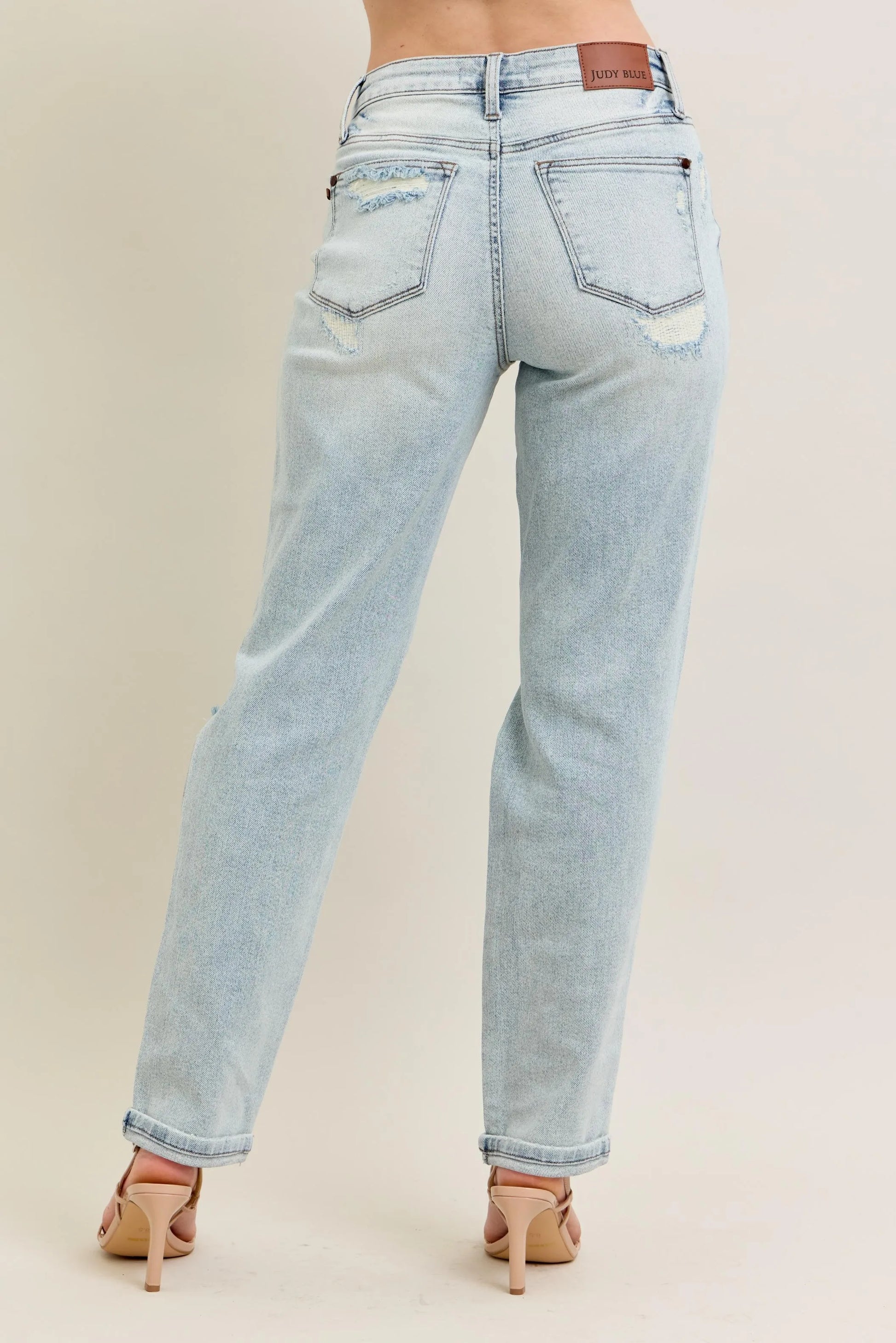 Judy Blue Full Size Mr Repair Stitch Detail Destroy Single Cuff Bf Jeans Plus Size - Premium Women / Jeans & Denim from Trendsi - Just $70.99! Shop now at Handbags Specialist Headquarter