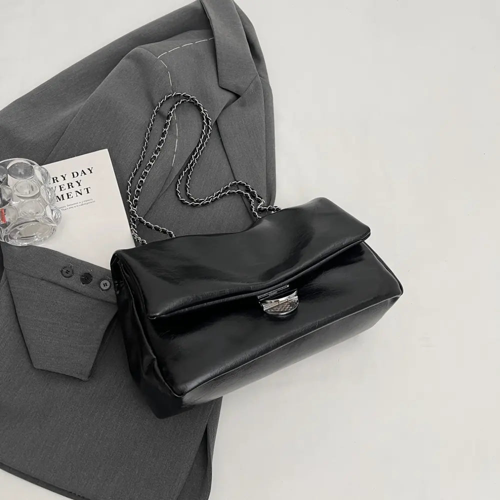 Textured PU Leather Shoulder Bag - Premium Handbags from Trendsi - Just $37.99! Shop now at Handbags Specialist Headquarter