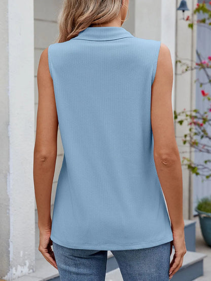 Quarter Zip Collared Tank - Premium Women / Tops from Trendsi - Just $22.60! Shop now at Handbags Specialist Headquarter