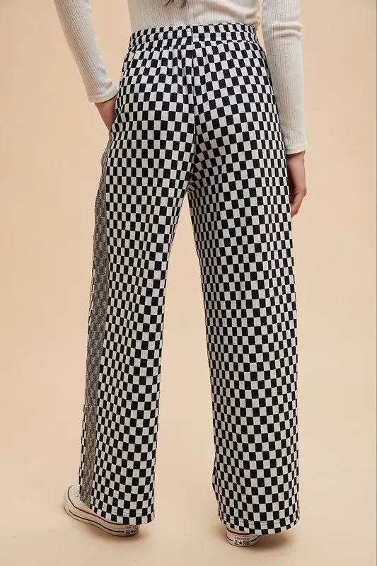 Annie Wear Drawstring Checkered Wide Leg Pants - Premium Bottoms from Trendsi - Just $48.58! Shop now at Handbags Specialist Headquarter