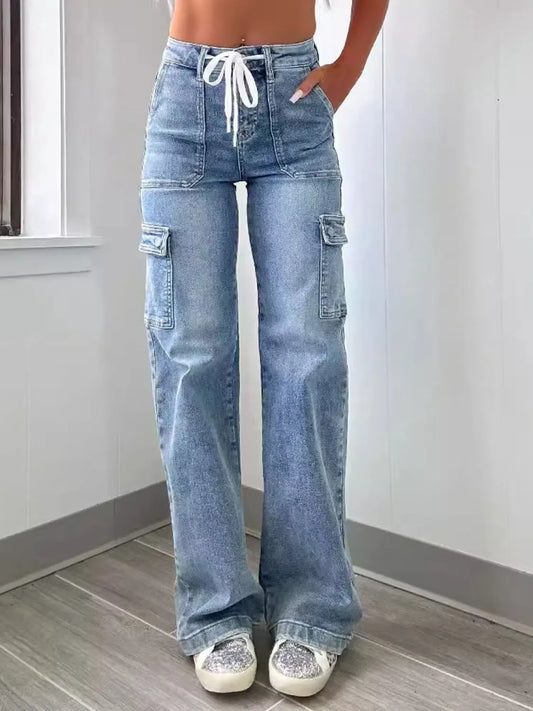 Washed Jeans with Pockets - Premium Women / Jeans & Denim from Trendsi - Just $37.28! Shop now at Handbags Specialist Headquarter
