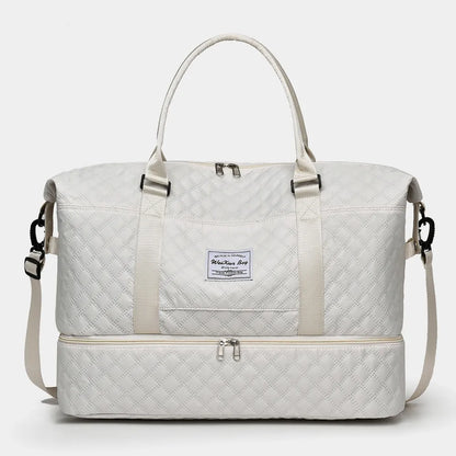 Diamond Grid Oxford Cloth Oversize Travel Bag - Premium travel-bag from Trendsi - Just $44.99! Shop now at Handbags Specialist Headquarter