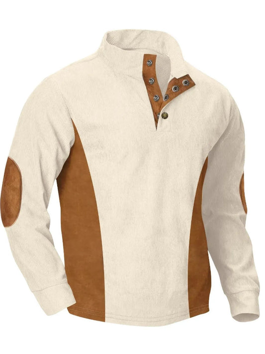 Men's Full Size Contrast Quarter Snap Long Sleeve Top Plus Size - Premium Men's Sweatshirts from Trendsi - Just $26.72! Shop now at Handbags Specialist Headquarter