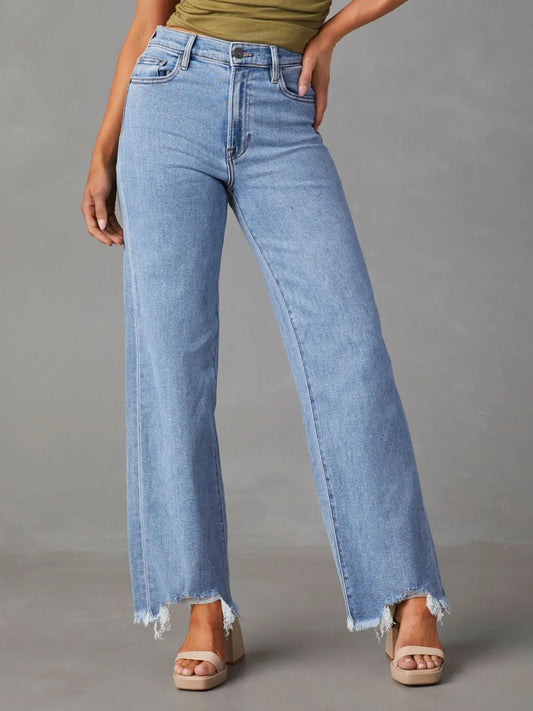 Raw Hem Loose Fit Jeans - Premium Women / Jeans & Denim from Trendsi - Just $33.98! Shop now at Handbags Specialist Headquarter
