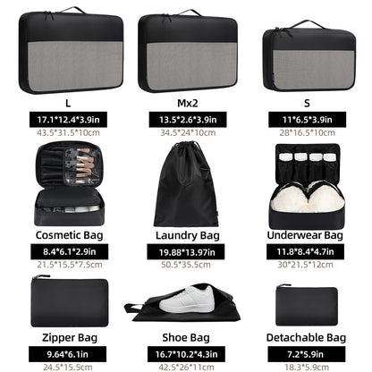 BAGAIL Travel Cubes: 8/9 Set Packing Organizers