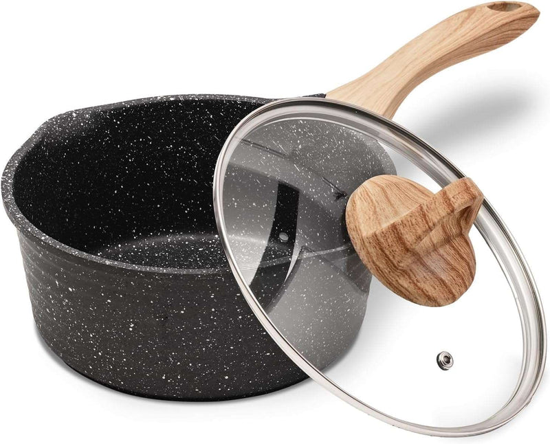 JEETEE 2.5 Quart Sauce Pan with Lid, Non Stick Small Pot with German Granite Coating, Masterclass Granite Stone Cookware Sauce Pot for Cooking, PFOA/PFOS Free(Beige) - Premium Cookware from Visit the JEETEE Store - Just $39.99! Shop now at Handbags Specialist Headquarter