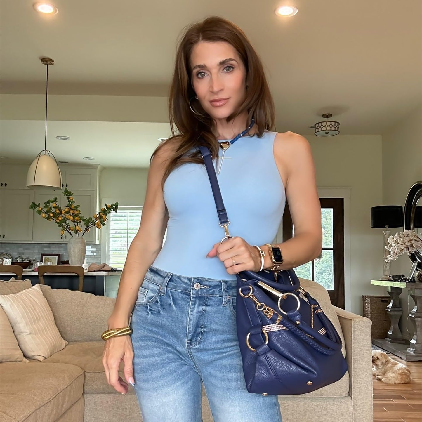 Dasein Luxe Vegan Hobo Bag with Rhinestones