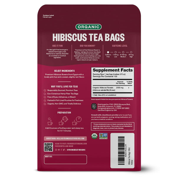 FGO Organic Hibiscus Tea, Eco-Conscious Tea Bags, 100 Count, Packaging May Vary (Pack of 1) - Premium Health Care from Visit the FGO Store - Just $32.99! Shop now at Handbags Specialist Headquarter