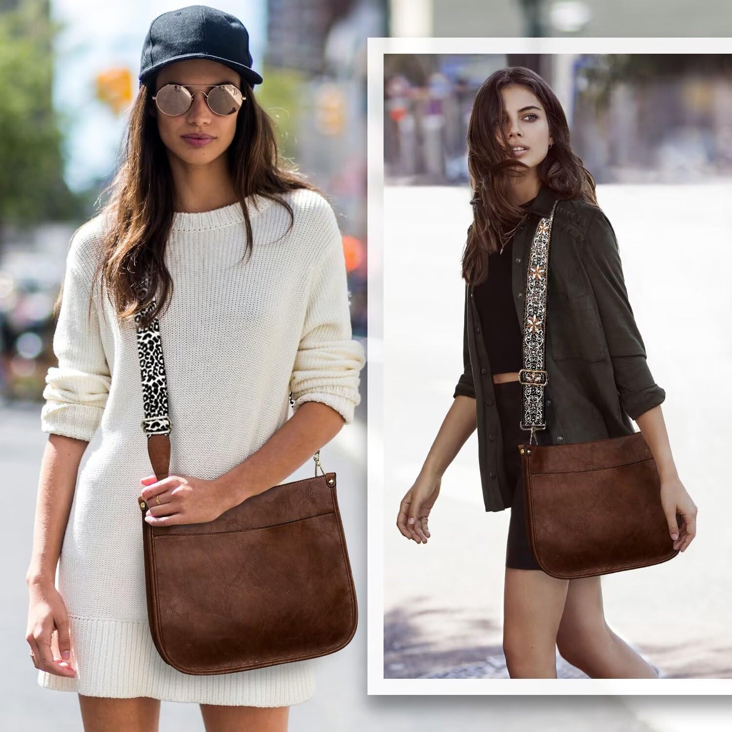 AUYOCO Chic Vegan Leather Crossbody Bag with Strap