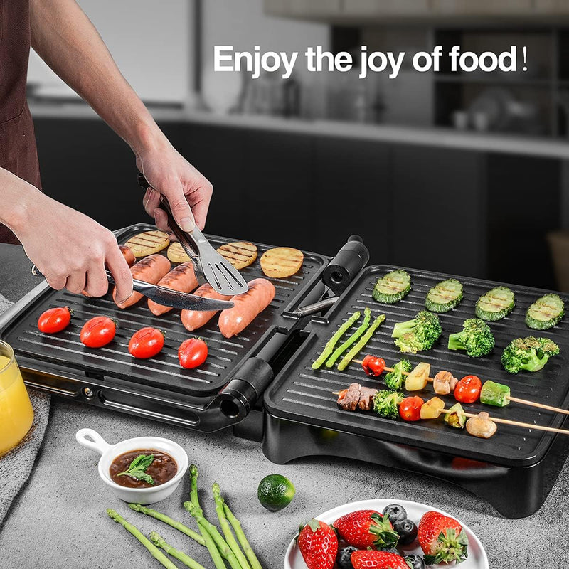 OSTBA Panini Press Grill Indoor Sandwich Maker with Temperature Setting, 4 Slice Large Non-stick Versatile Grill, Opens 180 Degrees to Fit Any Type or Size of Food, Removable Drip Tray, 1200W - Premium Appliances from Brand: OSTBA - Just $31.99! Shop now at Handbags Specialist Headquarter