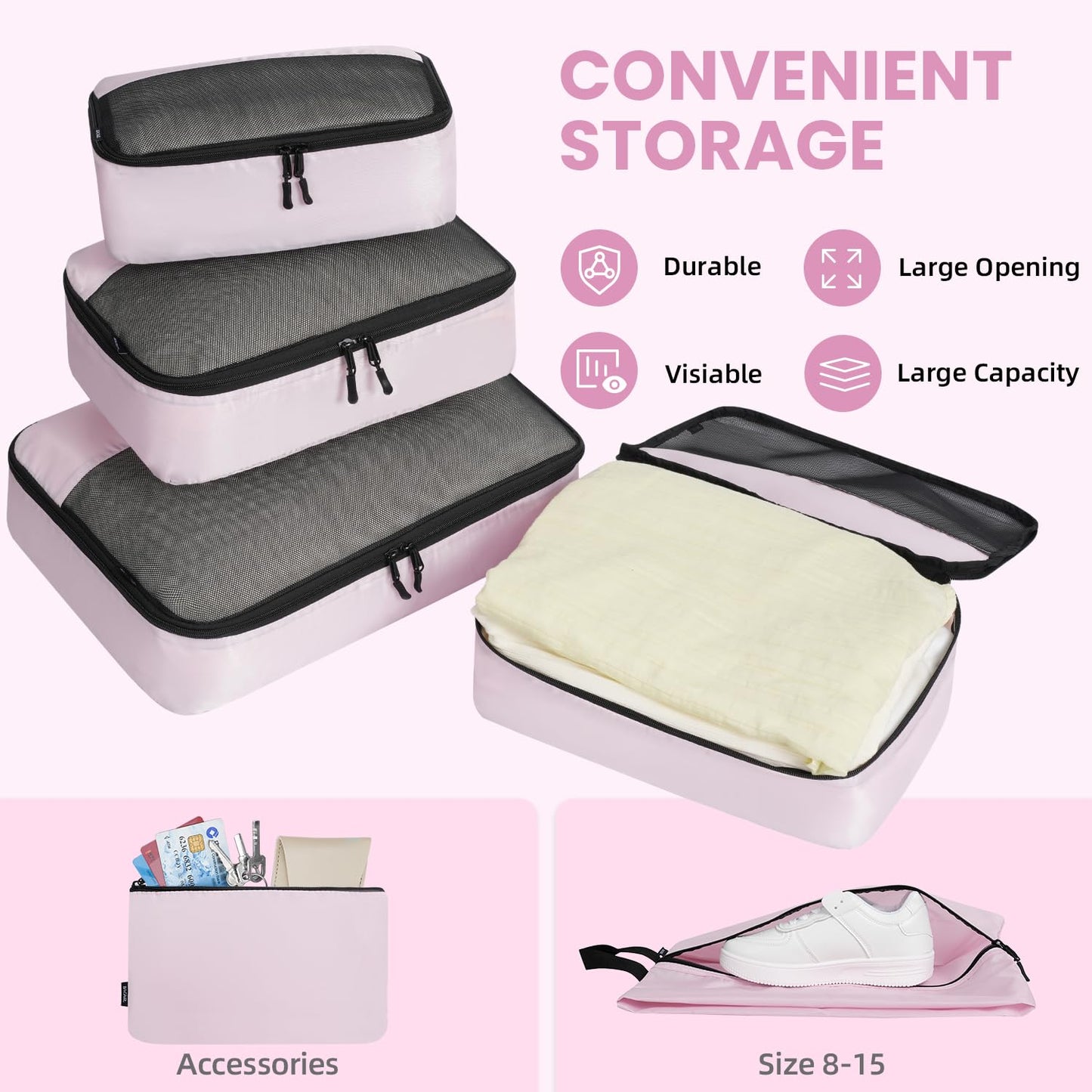BAGAIL Travel Cubes: 8/9 Set Packing Organizers
