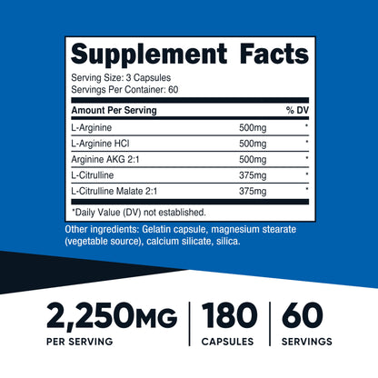 Nutricost Nitric Oxide Surge 2250mg - 180 Caps