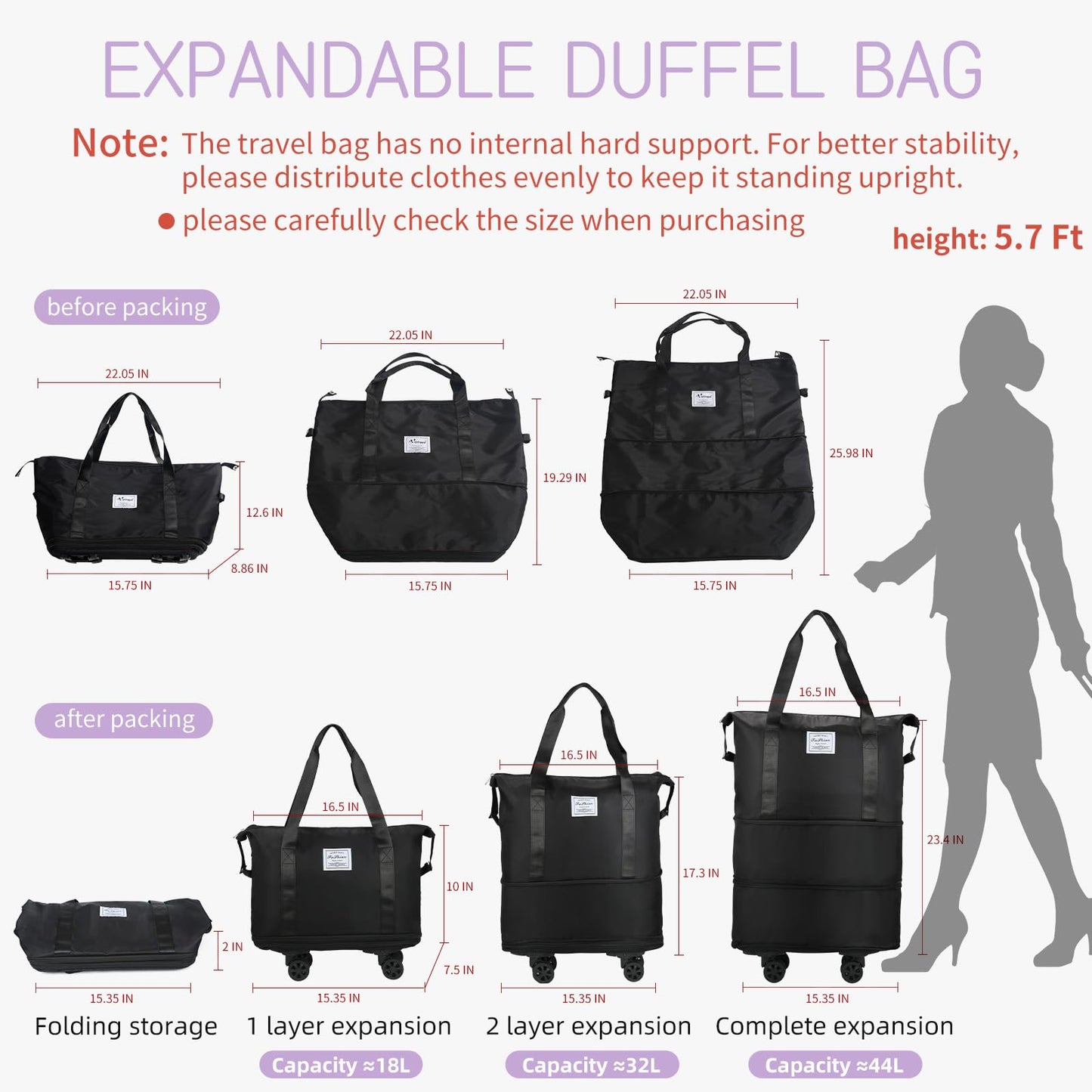 VoyagePro Expandable Wheeled Duffle Bag