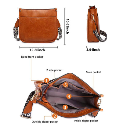 AUYOCO Chic Vegan Leather Crossbody Bag with Strap