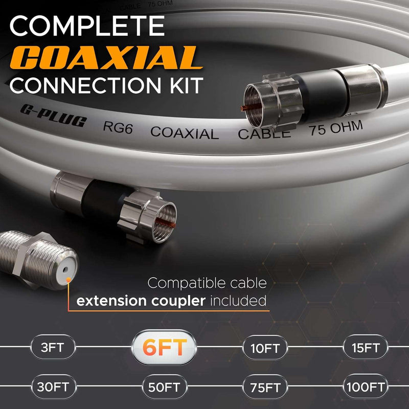 G-PLUG 6FT RG6 Coaxial Cable Connectors Set – High-Speed Internet, Broadband and Digital TV Aerial, Satellite Cable Extension – Weather-Sealed Double Rubber O-Ring and Compression Connectors White - Premium Adapters and Cables from Visit the G-PLUG Store - Just $0! Shop now at Handbags Specialist Headquarter
