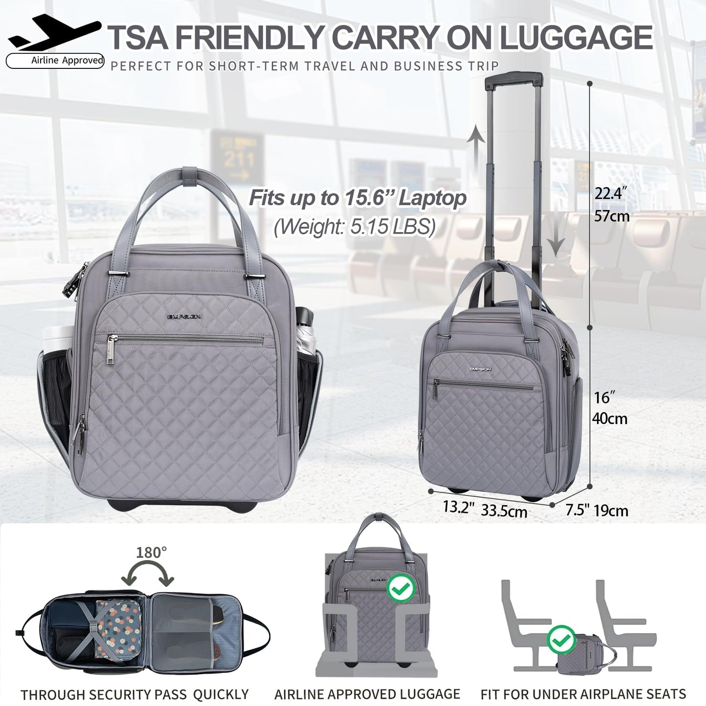 EMPSIGN 16 Wheeled Underseat Travel Bag