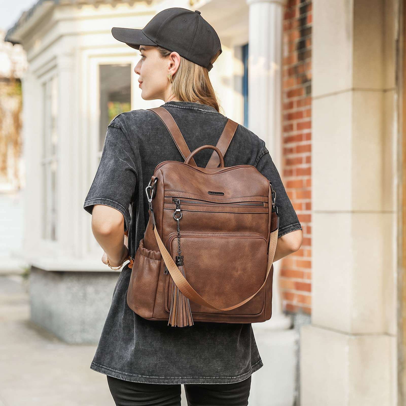 CLUCI Luxe Convertible Leather Backpack Purse